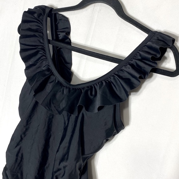Kona Sol Black Ruffled One Piece Bathing Suit Swimsuit S - Picture 11 of 16